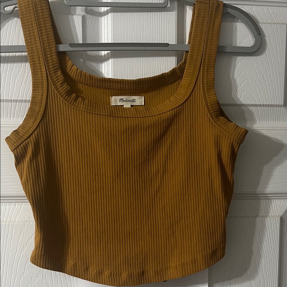 Madewell ribbed mustard colored shirt